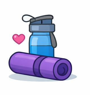Illustrations of various products including a shopping bag, bottles, a bottle with a cross, pills, a spray bottle, a sponge, and a water bottle on a white background.